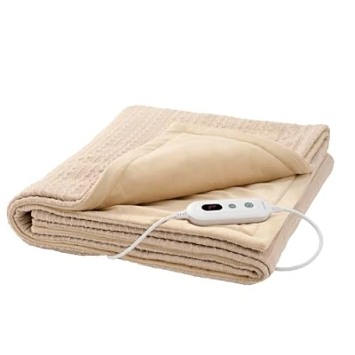 Abbildung von Promed KHP 2.3S Heizdecke mit Strickmuster [6 Temperaturstufen] Kuscheldecke Abschaltautomatik Weiche Wärmedecke Waschbar Electric Blanket 180x130