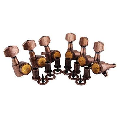 Abbildung von Guyker Gitarren Stimmwirbel (6 für rechts) 1:18 Lock String Tuning Key Pegs Mechanik Kopf Ersatz ST TL SG LP Style Elektro , Folk oder Akustikgitarren Antik Bronze