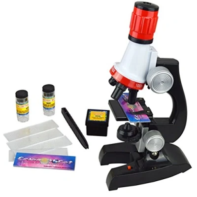 Abbildung von XLKJ Microscope Kit für Kinder Beginner,Wissenschaft Mikroskop 100x 400 x 1200 mit LED Licht