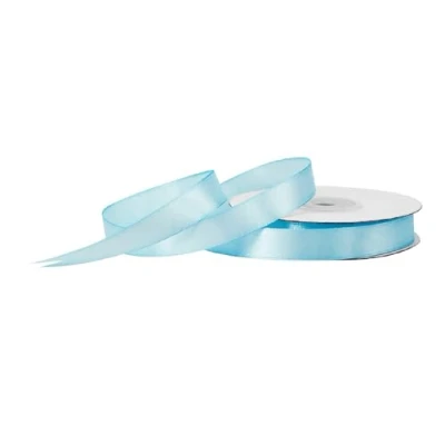 Abbildung von Satinband 12mm x 25m Rolle FARBAUSWAHL in 3/6/12/18/25/38/50/75/100mm farbecht &amp; waschbar Schleifenband für Hochzeit Geschenkband zum Verpacken Dekorieren Basteln Hellblau 311