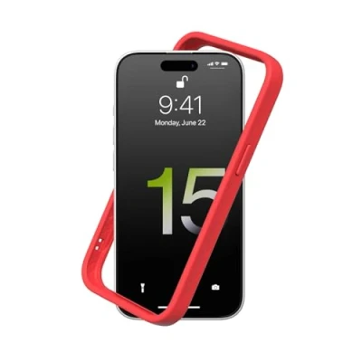Abbildung von RhinoShield Bumper Case kompatibel mit [iPhone 15 Plus] CrashGuard Stoßdämpfende Schutzhülle im schlanken Design 3.5 Meter Fallschutz Rot
