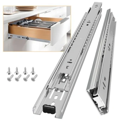 Abbildung von AOLISHENG Vollauszug Schubladenschienen 400 mm Schubladen Schienensystem Kugellager Strapazierfähig 45KG Tragkraft 1 Paar(Silber)