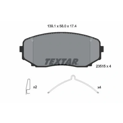 Abbildung von TEXTAR 2351503 Bremsbelagsatz mit akustischer Verschleißwarnung Zubehör MAZDA: CX 7, 5 II, 9, FORD USA: Edge