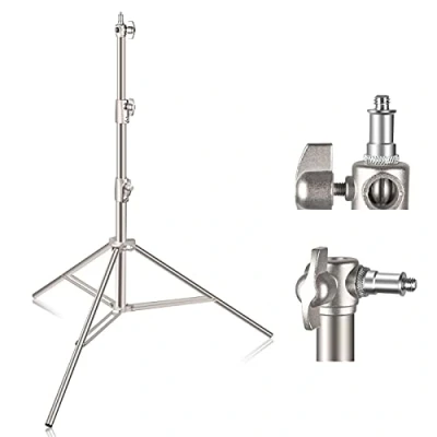 Abbildung von EMART 2,8M Edelstahl Lichtstativ, Gefederter Heavy Duty Fotografie Stativständer mit 1/4&quot; auf 3/8&quot; Universal Adapter für Studio Photo, Softbox, Schirm, Reflektor, Blitzlicht