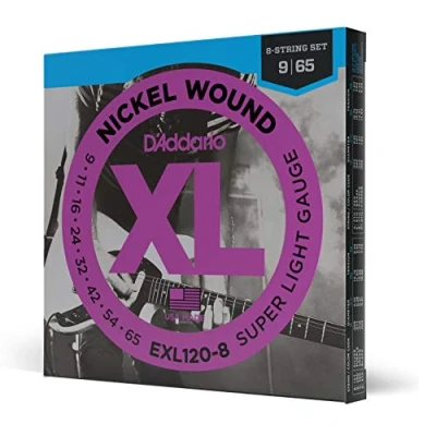 Abbildung von D&#039;Addario Gitarrensaiten E Gitarre Gitarren Saiten EXL120 8 Super Light, String, 09 65 1 Stück