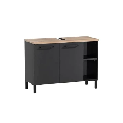 Abbildung von Schildmeyer Waschbeckenunterschrank &quot;Breite 80,0 cm&quot;, mit fühlbarer Holzstruktur, Oberboden Siphonausschnitt