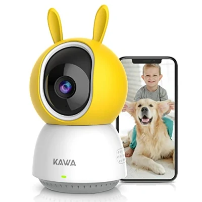 Abbildung von KAWA Babyphone, 2K Indoor Security Kamera, 2.4G WiFi 360 IP Kameras für Heimsicherheit, Haustierkamera, 2 Wege Audio, Nachtsicht, Bewegungserkennung, Cloud/TF Kartenspeicher, Arbeitet mit Alexa