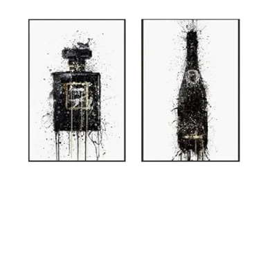 Abbildung von ParfüM Flasche Poster Und Kunstdrucke Mode Leinwand Bild Champagner Vogue Schwarz Weiß Wand Bilder Wohnzimmer Moderne Wohnkultur Rahmenlos