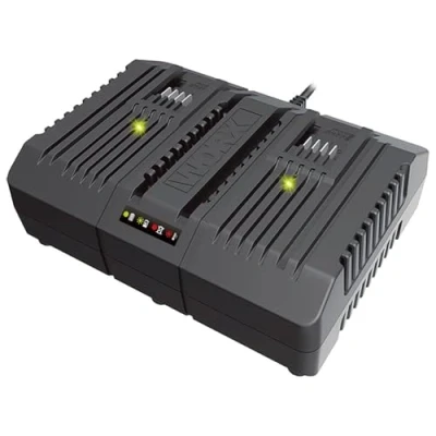 Abbildung von Worx Werkzeug Akku Ladetechnik &quot;WA3883 Dual Ladegerät&quot;, 4000 mA, gleichzeitiges Aufladen, 2 Lademodi, für alle PowerShare