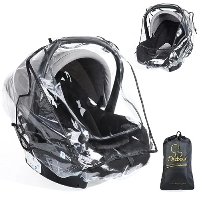 Abbildung von Orzbow Universal Regenschutz für Babyschale (z.B. Maxi Cosi/Cybex/Römer),Transparent Regenverdeck Babyschale,mit Einfacher Zugang Rolltor,Trageöffnung und Luftlöchern,PVC Frei