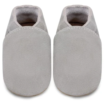 Abbildung von IceUnicorn Baby Lauflernschuhe Krabbelschuhe Mädchen Jungen Lederschuhe Weicher Leder Hausschuhe Wildledersohlen Babyschuhe(Grau, 0 6 Monate)