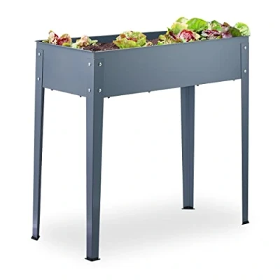Abbildung von relaxdays Hochbeet Graues aus Metall schmal