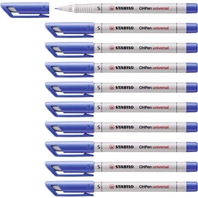 Abbildung von Folienstift STABILO OHPen universal wasserlöslich superfein 10er Pack blau
