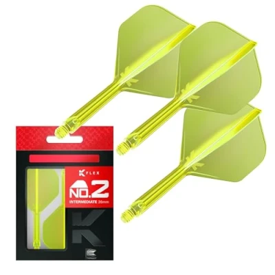 Abbildung von Target Darts K Flex Integrierter Dart Flug und Schaft, Nr. 2 Gelb (Mittelstufe) 3er Pack 2, Kflex Precision Moulded In 1 Flights and Stem Professionelles Dartzubehör