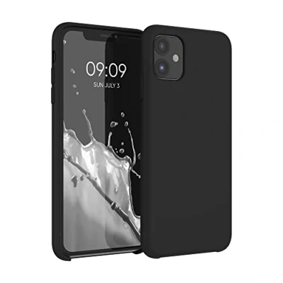 Abbildung von kwmobile Hülle kompatibel mit Apple iPhone 11 Silikon Handy Case Handyhülle weiche Oberfläche kabelloses Laden Schwarz matt