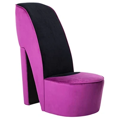 Abbildung von vidaXL Schuhsessel High Heel Design Sessel Stuhl Polstersessel Wohnzimmersessel Loungesessel Relaxsessel Hocker Sitzhocker Lila Samt