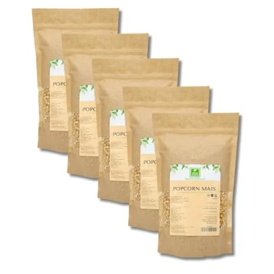 Abbildung von Popcornmais 5 Kg von der Grünen Essenz Popcorn ungesüsst und ungesalzen köstlicher Mais Snack Kinopopcorn für die Popcornmaschinen Maiskörner (5 Kg)