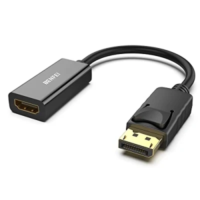 Abbildung von BENFEI 4K DisplayPort auf HDMI Adapter, Unidirektional DP Computor zu Monitor Verbindungs Adapter Kompatibel für Laptop PC TV Projektor
