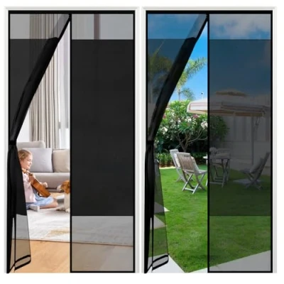 Abbildung von Sekey Fliegengitter Balkontür Magnet Insektenschutz &amp; Zentraler Privatschutzbereich Mit Klettverschluss Montage Ohne Bohren Passend für Holz/Eisen/Aluminium Türen 80x210 cm Schwarz
