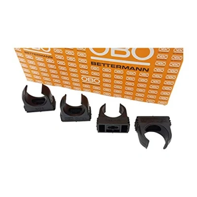 Abbildung von 10x OBO Bettermann M20 Quick Schellen Klemmschelle Rohrschelle anreihbar tiefschwarz 20mm 10 Stück