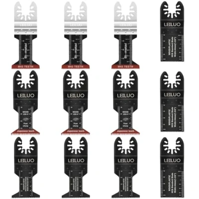 Abbildung von LEILUO 15 tlg. Multitool Sägeblätter Set für Holz Nägel und Trockenbau Universal Zubehör Oszillierende Werkzeuge mit Aufbewahrungstasche Kkompatibel DeWalt Dremel Makita mehr