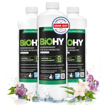 Abbildung von BiOHY Hartbodenreiniger Bodenreiniger für Wischroboter mit Frühlingsduft 3er Pack (3 x...