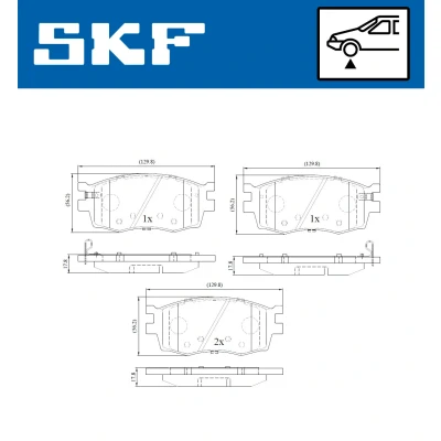 Abbildung von SKF VKBP 80201 A Bremsbelagsatz mit akustischer Verschleißwarnung