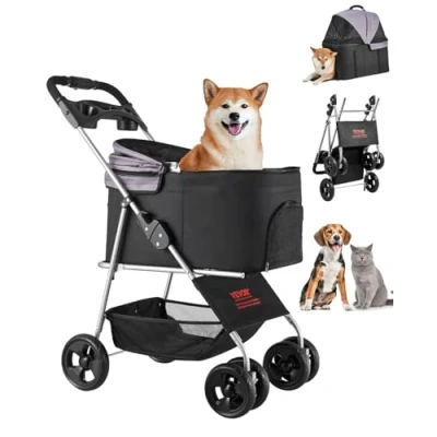 Abbildung von VEVOR Hundewagen Tierbuggy faltbar 4Räder Hundebuggy Buggy Haustiere bis 16,9kg