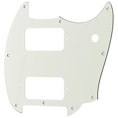 Abbildung von Musiclily Pro 9 Löcher Round Corner HH Pickguard 2 Humbuckers Schlagbrett für Squier Bullet Series Mustang E Gitarre, 3 lagig Aged White