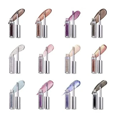 Abbildung von Allbesta 12 Farben Set Langlebig Glänzend Glitter Shimmer Flüssiger Lidschatten Stift Wasserfest Metallic Pigmente Make up