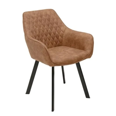 Abbildung von riess ambiente Polsterstuhl PALERMO vintage hellbraun / schwarz (Einzelartikel, 1 St), Esszimmer · Microfaser Metall mit Armlehne Retro