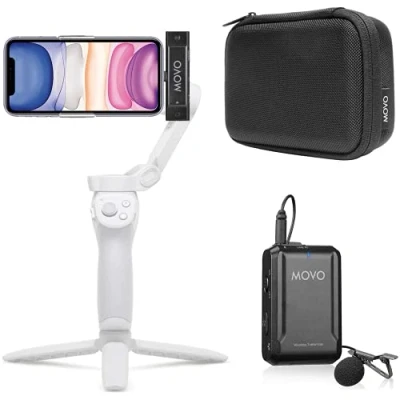 Abbildung von Movo Edge DI Drahtloses Lavalier für iPhone Perfektes kompaktes Lav Mikrofon Smartphone Gimbal Stabilisator Großartig Vlogging, Filmen, Lehrer und mehr Kompatibel mit DJI Osmo OM 4
