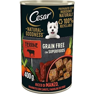 Abbildung von Cesar Natural Goodness Nassfutter für Hunde mit Rind und Gemüse, 6 Dosen à 400 g, insgesamt 2,4 kg