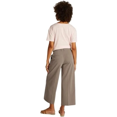 Abbildung von Tommy Hilfiger Stretch WIDE LEG CROP PANT Stoffhose, Damen, Größe: 34, Tundra brown