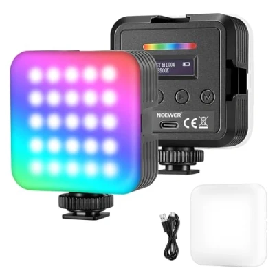 Abbildung von NEEWER Magnetisches RGB Videoleuchte, 2er Pack, 360 Vollfarb RGB61 LED Kamera Video Licht Kameralicht mit 3 Cold Shoes/CRI 97+/20 Szenen/2500K 8500K/2000mAh wiederaufladbare tragbare Selfie