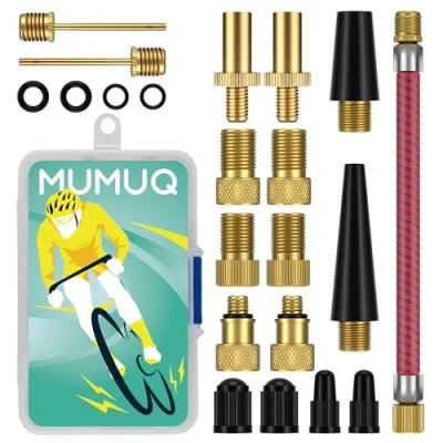 Abbildung von Fahrradventil Adapter Set, Französisches Ventil Adapter, Autoventil Ventiladapter für Luftpumpe und Kompressor, Fahrradpumpe DV AV SV