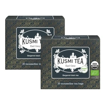 Abbildung von Kusmi Tea 2er Pack Earl Grey Bio Schwarzer Tee Aromatisiert mit Ätherischem Bergamotteöl Koffeinhaltiger 2x20 Teebeutel