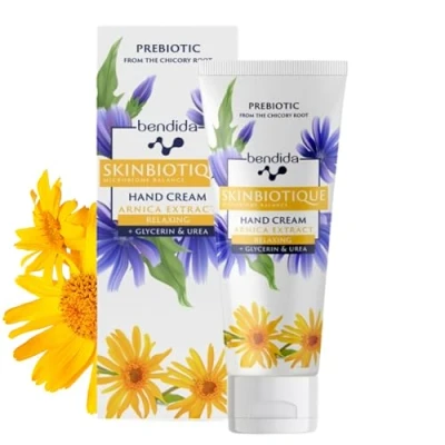 Abbildung von Bendida Skinbiotique Handcreme mit Arnika Extrakts + Glycerin Entspannend Feuchtigkeitscreme für raue, strapazierte Haut Sanfte Pflegecreme trockene Hände und beanspruchte 50ml