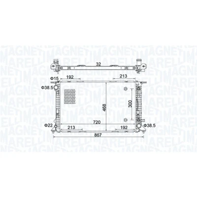 Abbildung von MAGNETI MARELLI 350213161800 Kühler, Motorkühlung 720 468 34 Kühlrippen mechanisch gefügt AUDI: A5 B8 Sportback, Coupe, A4 Avant