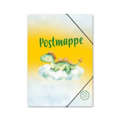 Abbildung von itenga Postmappe Gummizugmappe mit Motiv DIN A4 Gummizugverschluss Sammelmappe Eckspanner (Dino)