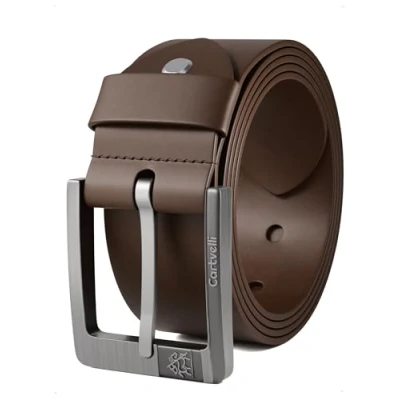 Abbildung von Cartvelli Premium Ledergürtel Herren Dunkelbraun 80cm Made in Germany mit Geschenkbox Echt Leder Herrengürtel braun Vollleder Jeansgürtel Gürtel 40mm Anzug jeans chino pants M24db 80