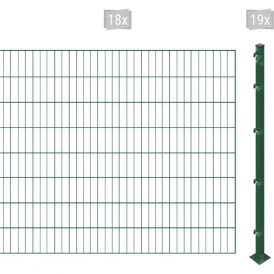 Abbildung von Einstabmattenzaun inkl. Pfosten zum Einbetonieren (Höhe: 160 cm, Länge: 36 m) Einstabmatten in Grün UV und witterungsbeständig