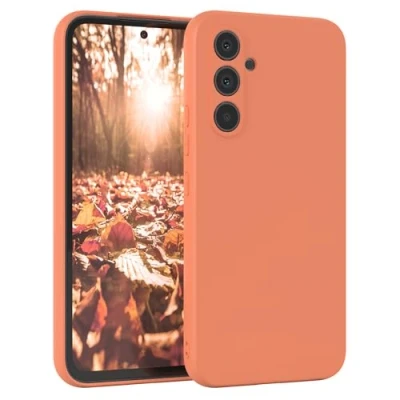 Abbildung von EAZY Case Silikonhülle für Samsung Galaxy A54 Hülle Silikon Orange weich stoßfeste Handyhülle Schutzhülle mit Kameraschutz Dünn Premium Schutz Cover TPU Phone Bumper in