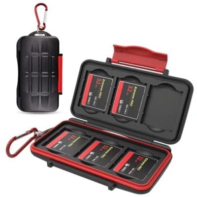 Abbildung von Kiorafoto CF x 6 Speicherkarten Aufbewahrung Professioneller Wasserfester Anti Schock Halter Compact Flash Speicherkartenhalter Etui mit Karabiner, Kompakt und Tragbar