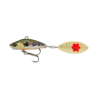 Abbildung von Savage Gear Jig Spinner zum Kunstköderangeln auf Raubfische 3D Sticklebait Tailspin 8cm 18g, Farbe:Brown Trout Smolt
