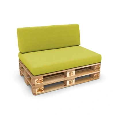 Abbildung von POKAR Palettenkissen Palettenauflagen mit abnehmbarem Bezug Palettenmöbel Palettensofa 2er Set: Sitzkissen 120x80 + Rückenlehne 120x40, Limette