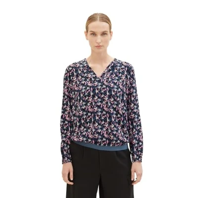 Abbildung von TOM Tailor Gemusterte Bluse, Damen, Größe: 40, Blue small texture design
