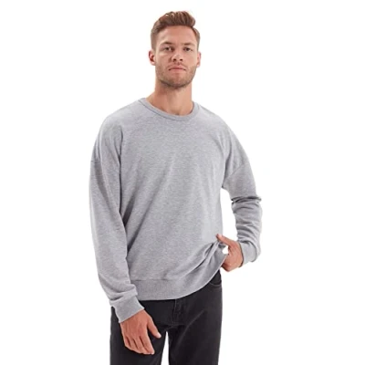 Abbildung von Trendyol Herren Rundhals Einfarbig Oversize Sweatshirt, grau, Small