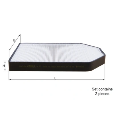 Abbildung von MAHLE ORIGINAL LA 51/S Innenraumfilter Partikelfilter 280,0 203 28,0 AUDI: A8 D2