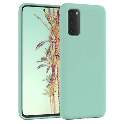 Abbildung von EAZY CASE Premium Silikon Handyhülle kompatibel mit Samsung Galaxy S20, Slimcover Kameraschutz und Innenfutter, Silikonhülle, Schutzhülle, Bumper, Handy Case, Hülle, Softcase, Mintgrün, Grün